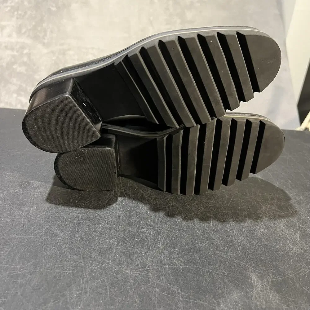 Bernardo Selma Shoes Womens 8.5 Black Leather Lug Sole Block Heel Loafers Penny - Picture 5 of 12